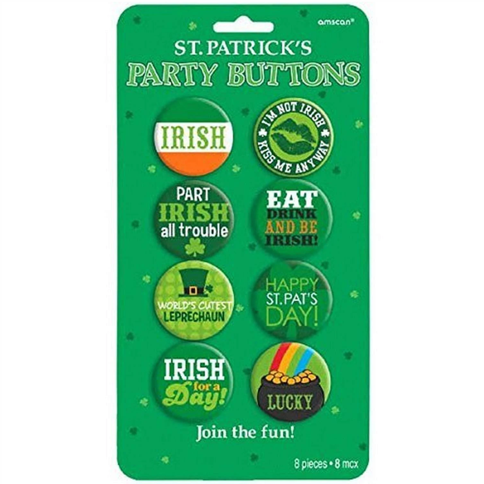 St Patrick's Day Party Buttons | 8pc