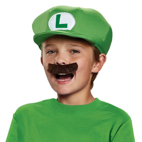 Super Mario Luigi Childs Hat and Mustache | 1 ct