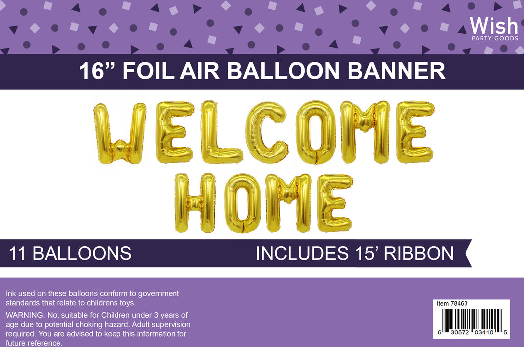 Gold Air-Filled Welcome Home Balloon  | 1 ct