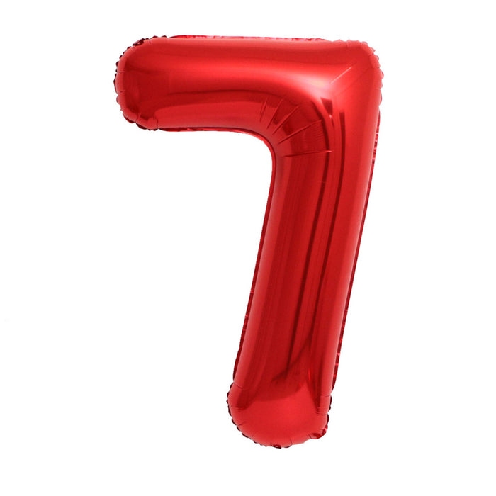#7 Red Jumbo Metallic Balloon 34" | 1ct