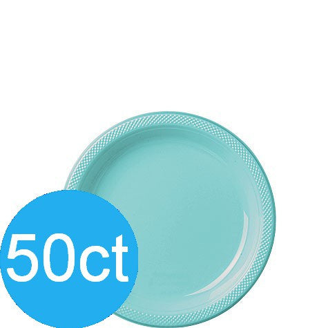Robin's Egg Blue 7'' Plastic Plates | 50ct