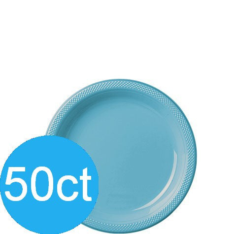 Caribbean Blue 7" Plastic Plates | 50ct