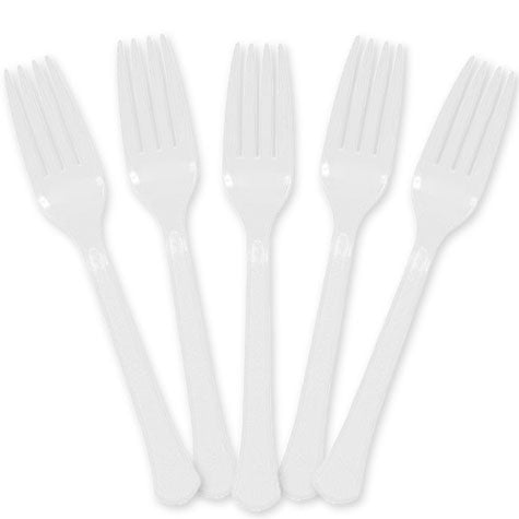 Frosty White Plastic Forks 20ct