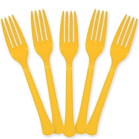 Yellow Sunshine Plastic Forks | 20ct