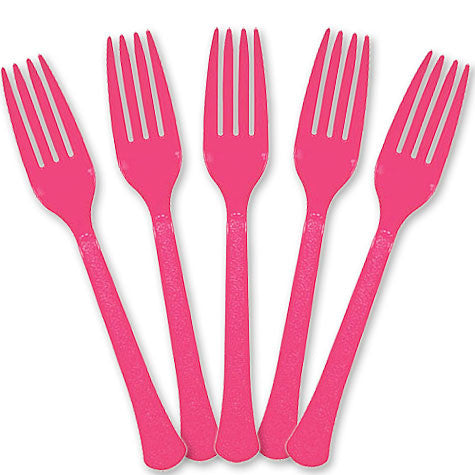 Bright Pink Plastic Forks | 20ct