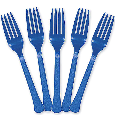 Amscan Plastic Forks, Bright Royal Blue