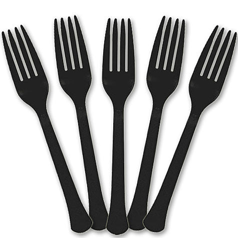 Jet Black Plastic Forks | 20ct