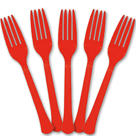 Apple Red Plastic Forks | 20ct