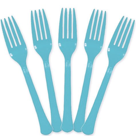 Caribbean Blue Plastic Forks | 20ct