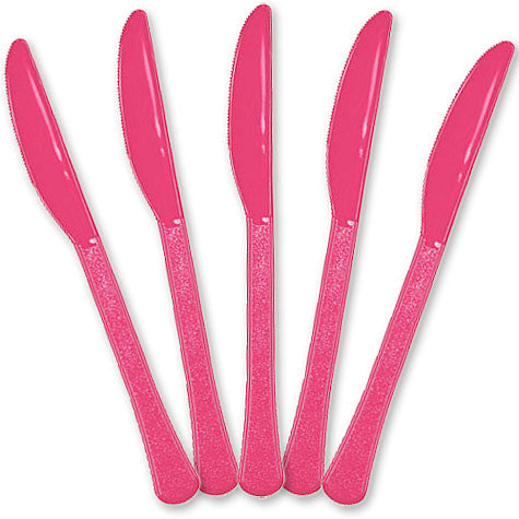 Bright Pink Plastic Knives | 20ct