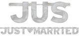 Just Married Letter Banner, silver foil, 6.8' |1 ct