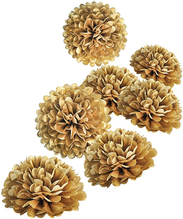 Scallop Shaped Gold Metallic Tissue Flowers 2pcs | 1ct