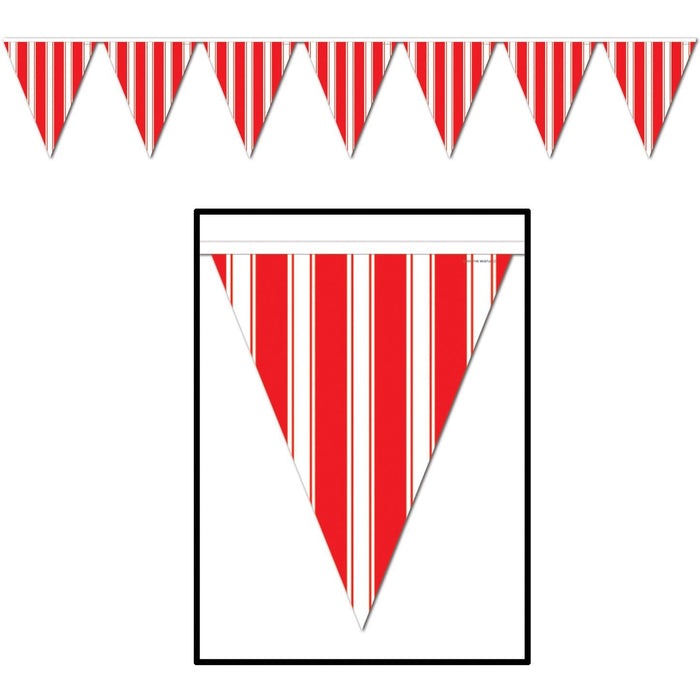 Red Striped Pennant Banner | 1 ct