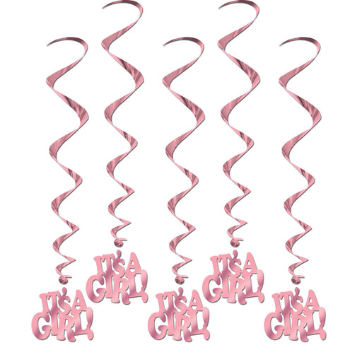 It's A Girl Pink Swirl Hanging Decorations | 5ct
