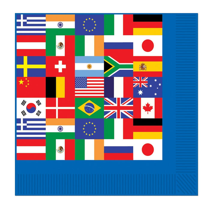 International Flag 5in Paper Beverage Napkins | 16ct