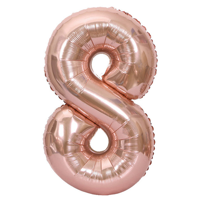 Air Filled Rose Gold Mylar ''8'' Number Balloon, 16" | 1 ct