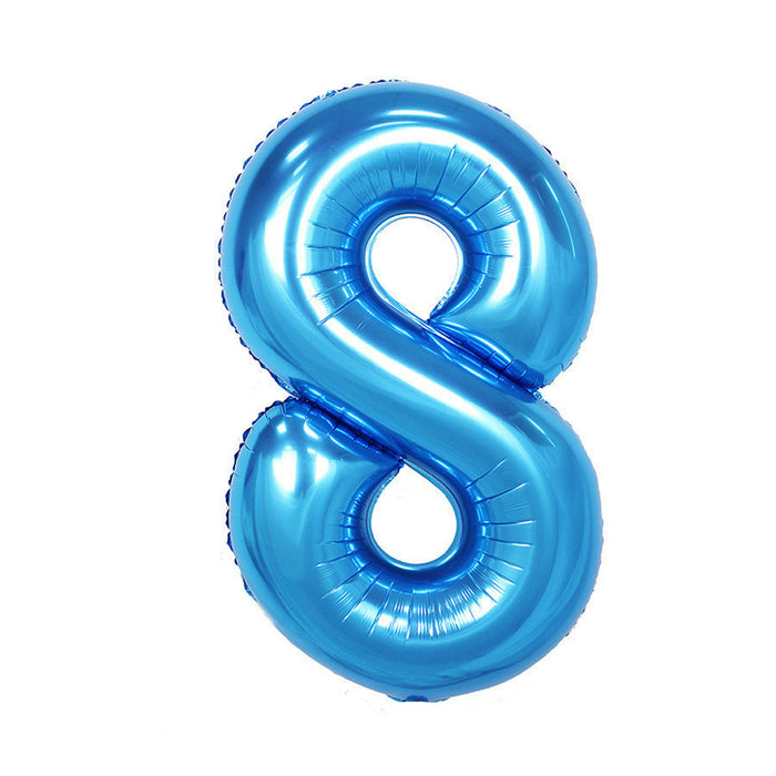 #8 Blue Jumbo Metallic Balloon 34" | 1ct