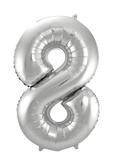 #8 Silver Jumbo Metallic Balloon 34" | 1ct