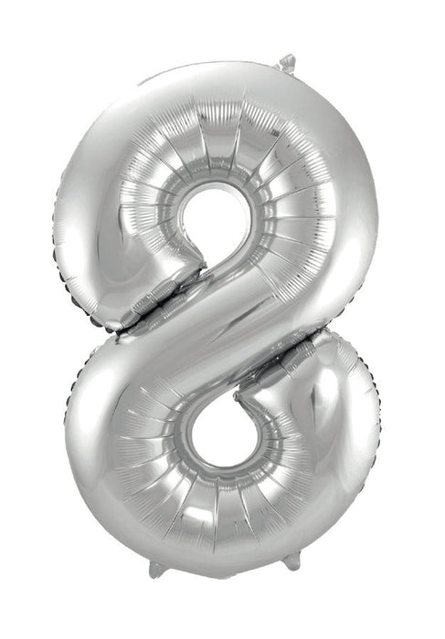 Air-filled Silver Number Balloon 8