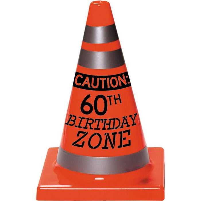 60th Birthday Orange Safety Cone Decoration 6" | 1ct