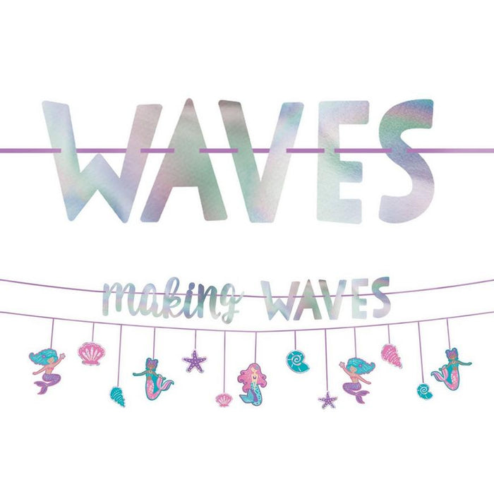 Iridescent Shimmering Mermaids Making Waves Banners, 12ft | 2ct