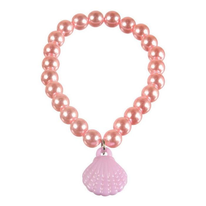 Shimmering Mermaids Pink Seashell Plastic Bead Bracelets, 2.6in | 4ct