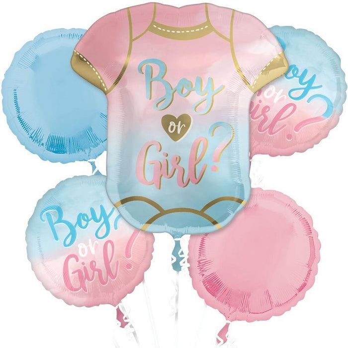 Boy or Girl Gender Reveal Foil Balloon Bouquet | 5pc