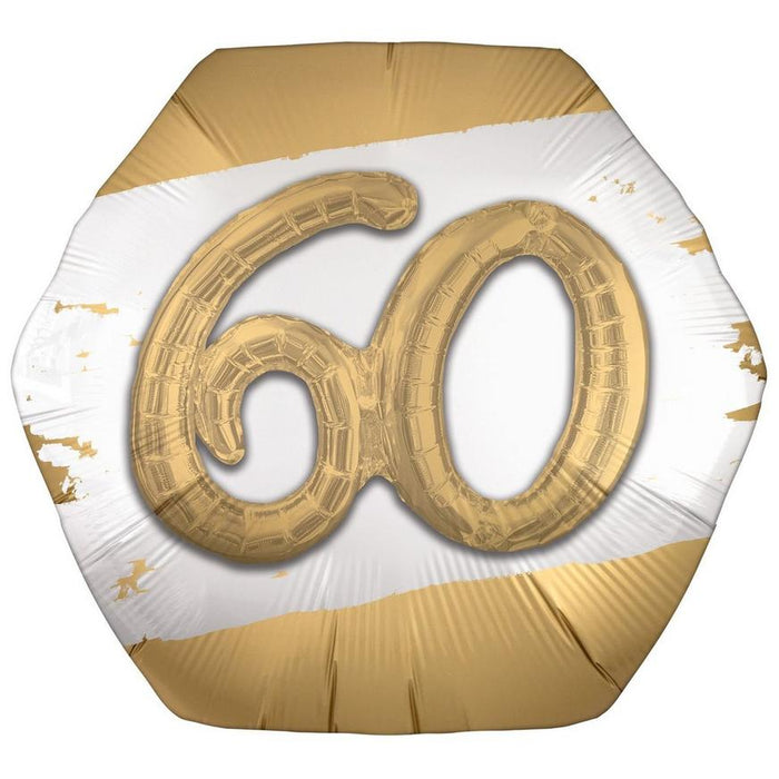 Golden Age Happy 60th Birthday Hexagonal Supershape Balloon, 30" | 1ct