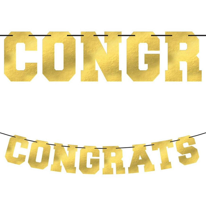 Graduation Gold Congrats Letter Banner 12ft | 1ct