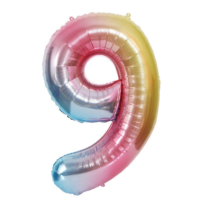 #9 Rainbow Jumbo Mylar Balloon 34" | 1ct