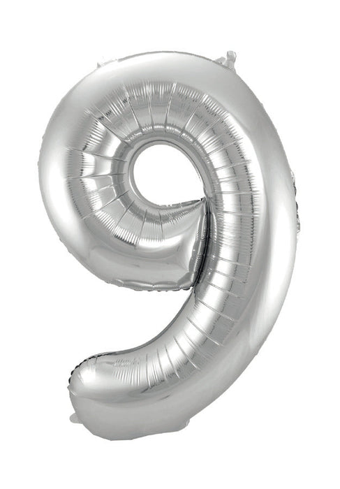 Air-filled Silver Number Balloon 9