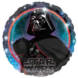 18-*inch round mylar balloon with a Star Wars design featuring Darth Vader.
