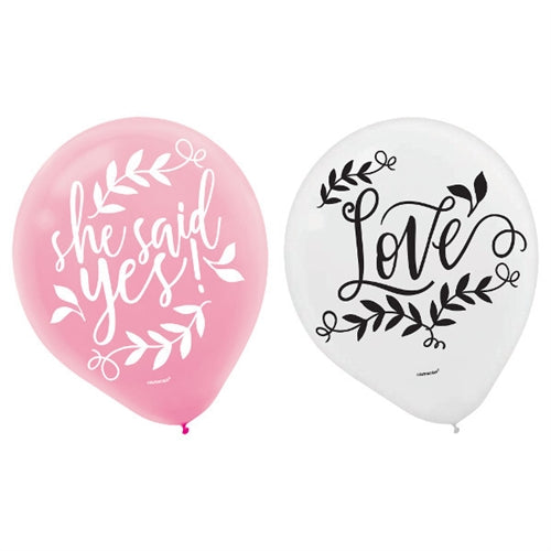 Pink and white balloons | 15 pieces