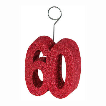 Red Glittered "60" Photo or Balloon Holder