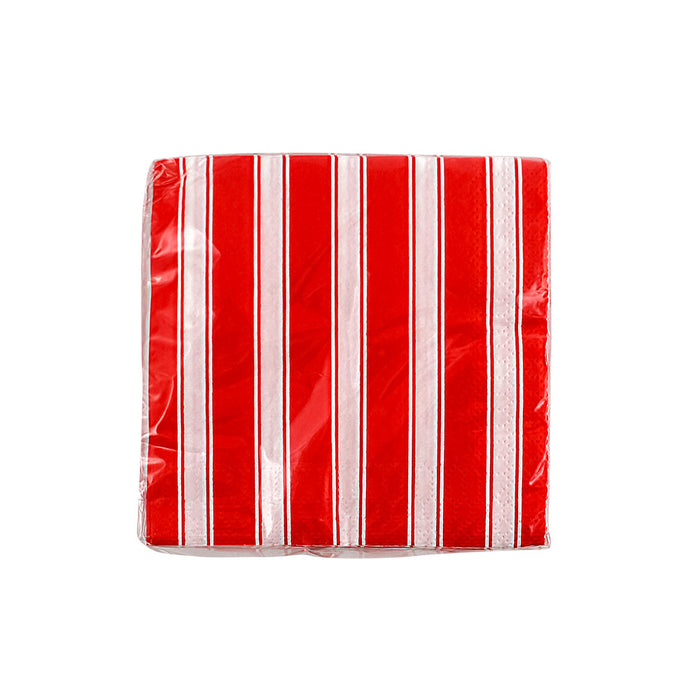 Carnival Striped Red & White Beverage Napkins  | 1ct