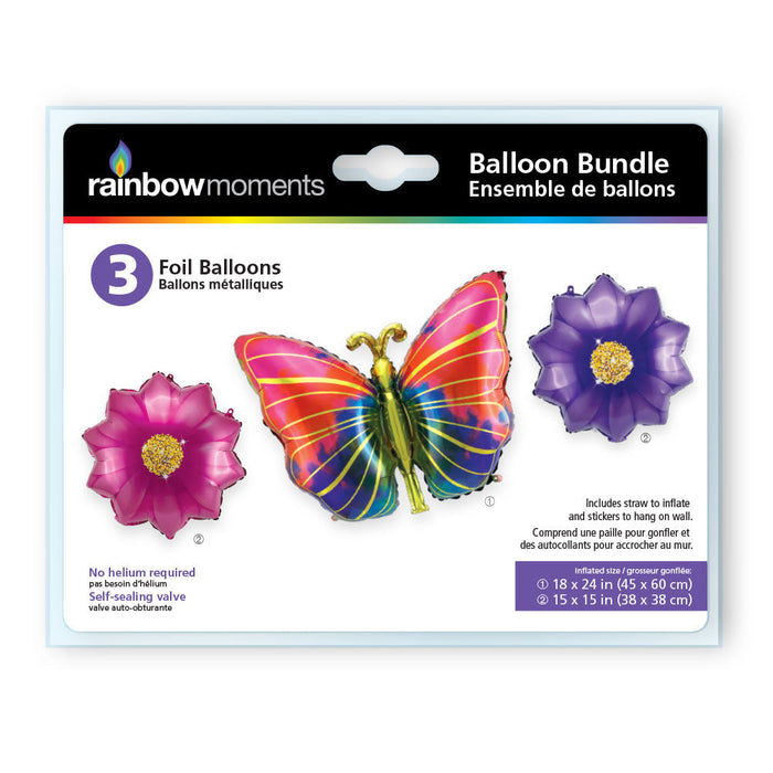 Air filled FLOWERS & BUTTERFLY Balloon Bundle | 1ct