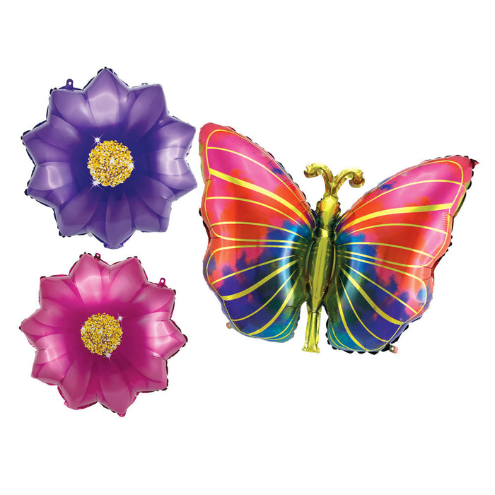 Air filled FLOWERS & BUTTERFLY Balloon Bundle | 1ct
