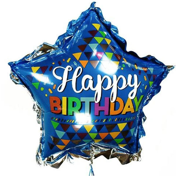 Happy Birthday Blue Star Supershape Mylar Balloon, 32'' | 1 ct