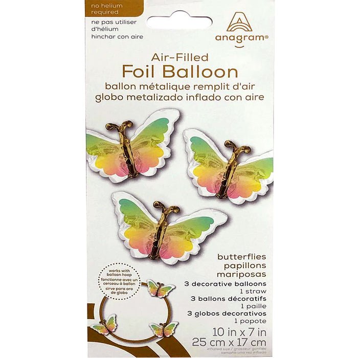 Air-filled Butterfly Balloons 3pcs | 1ct