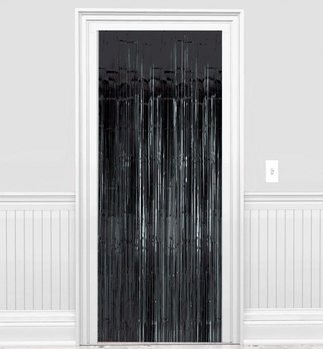 Metallic Doorway Curtain, Black 3'x8' | 1 count