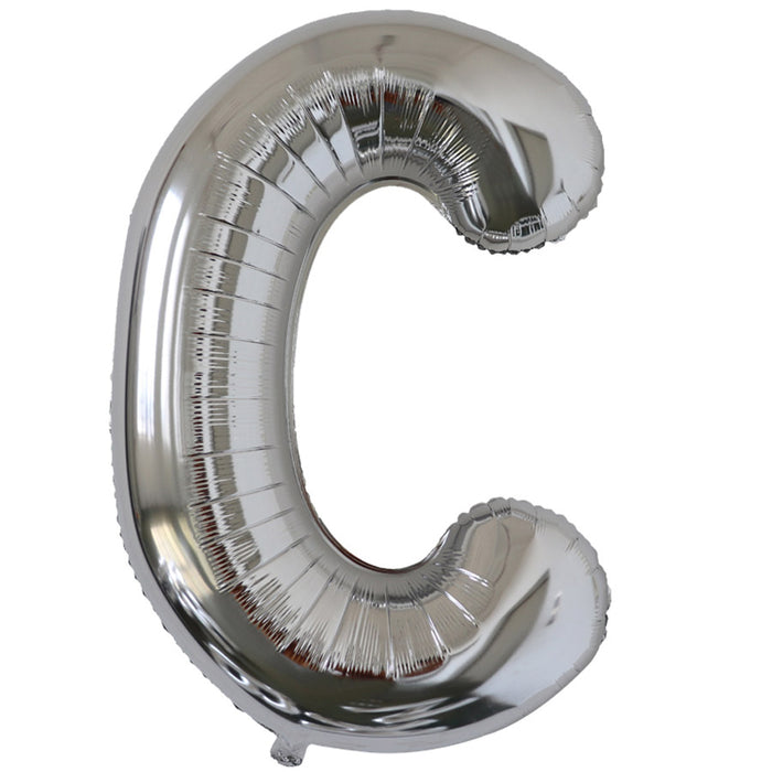 "C" Silver Jumbo Metallic Balloon | 1ct