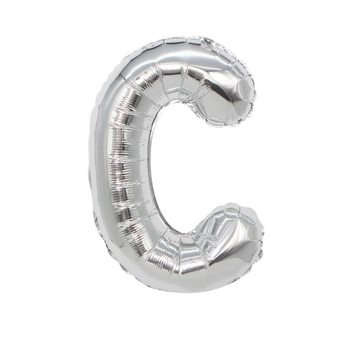 Air Filled Silver Mylar ''C'' Letter Balloon, 16" | 1 ct