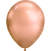An inflated 11-inch Chrome Rose Gold, Qualatex 11" Latex Balloon.