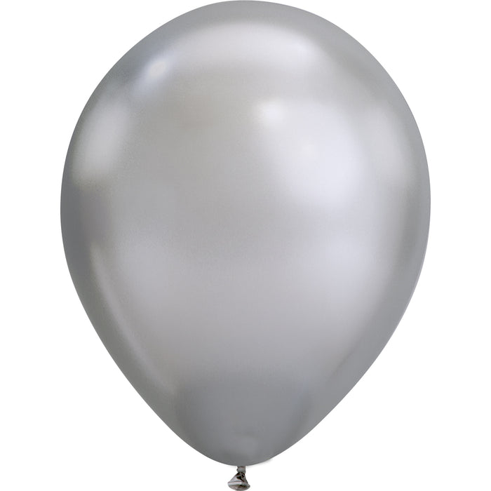 Chrome Silver, Latex Balloon With Helium and Hi-Float  11'' | 1 ct