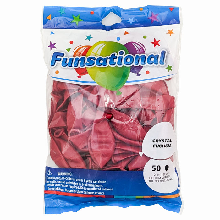 Crystal Fuchsia Funsational 12" Latex Balloons | 50ct