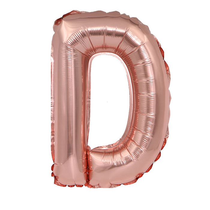 Air Filled Rose Gold Mylar ''D'' Letter Balloon,16" | 1 ct
