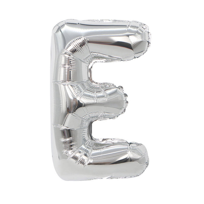Air Filled Silver Mylar ''E'' Letter Balloon, 16"| 1 ct