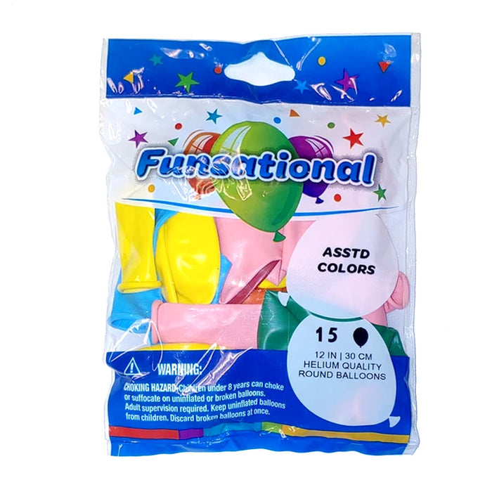 Assorted Colors Funsational 12" Latex Balloons | 15ct