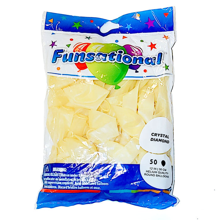 Crystal Diamond Funsational 12" Latex Balloons | 50ct