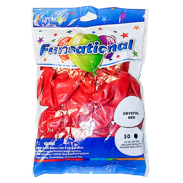Crystal Red Funsational Latex Balloons 12" | 50ct